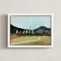 "Blue Hills" - Art Print in Blue with Varied Greens by Owen Design Studio - Framed Canvas