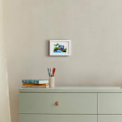 "Elephant in the River" - Art Print in Dusty Blue by Alf and Auguri - In a Room
