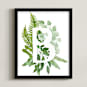 "Floral Monogram B" - Art Print in Grass Green by Helga Wigandt - Framed
