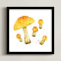 "Yellow Mushrooms (Fly agaric)" - Art Print in Yellow by Alf and Auguri - Framed