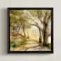 "Dreamy Olive Trees" - Art Print in Olive Green by Bethany Hackmann - Framed Canvas