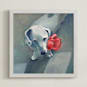 "Waiting with Flower" - Art Print in Blue Grey by Sarah Holden - Framed