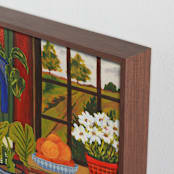 "By the Window" - Art Print in Green Gold by Arrin Kartel - Frame Close-up