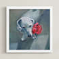 "Waiting With a Flower" - Art Print in light blue by Sarah Holden - Framed