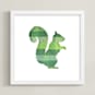 "Green Party Squirrel" - Art Print in Silhouette Green by Jeff Preuss - Framed