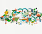 "Green Hills" - Wall Mural in Aqua by Erin McCluskey Wheeler - Full Size