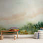 "MeadowLand" - Wall Mural in Olive Green by Lindsay Megahed - In a Room