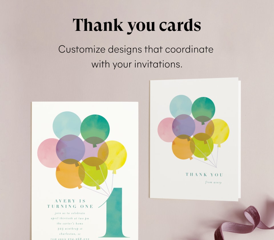 Matching Kids Thank You Cards