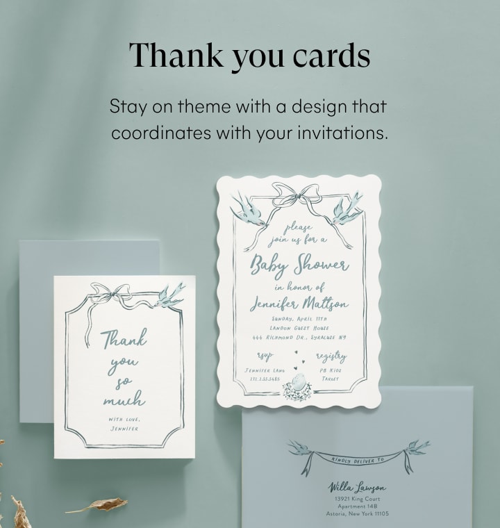 Matching Baby Shower Thank You Cards