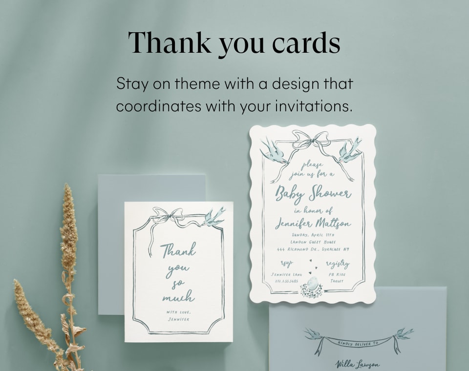Matching Baby Shower Thank You Cards