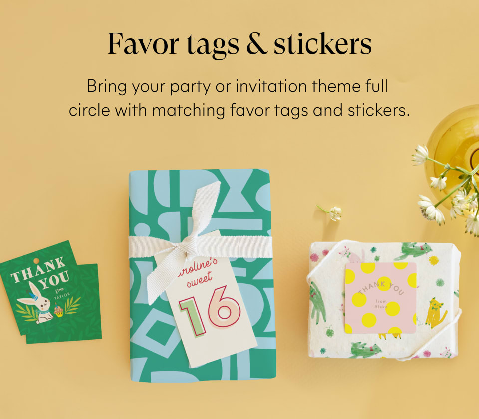 Matching Party Favors and Tags