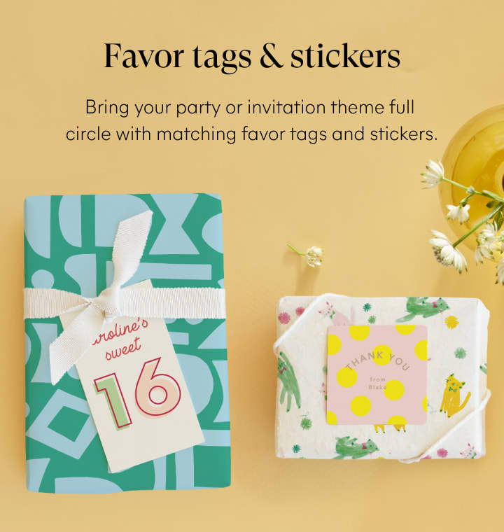 Matching Party Favors and Tags