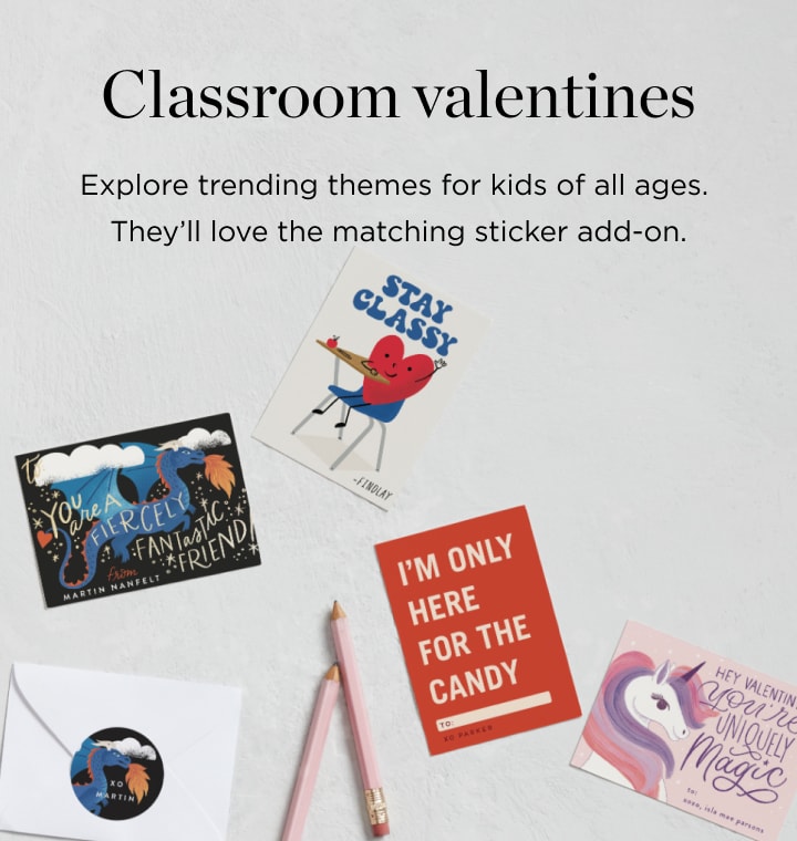 Classroom Valentines & Kids Valentine Exchange Cards