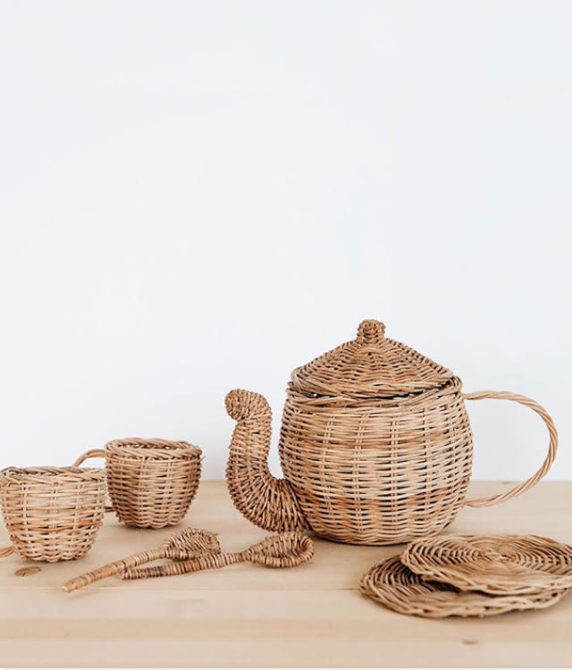 Rattan Tea Set by Connected Goods