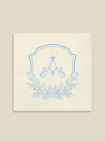 Custom Blue  Monogram Napkin by Papel Custom Design