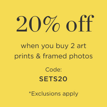 20% off when you buy 2 art prints or framed photos