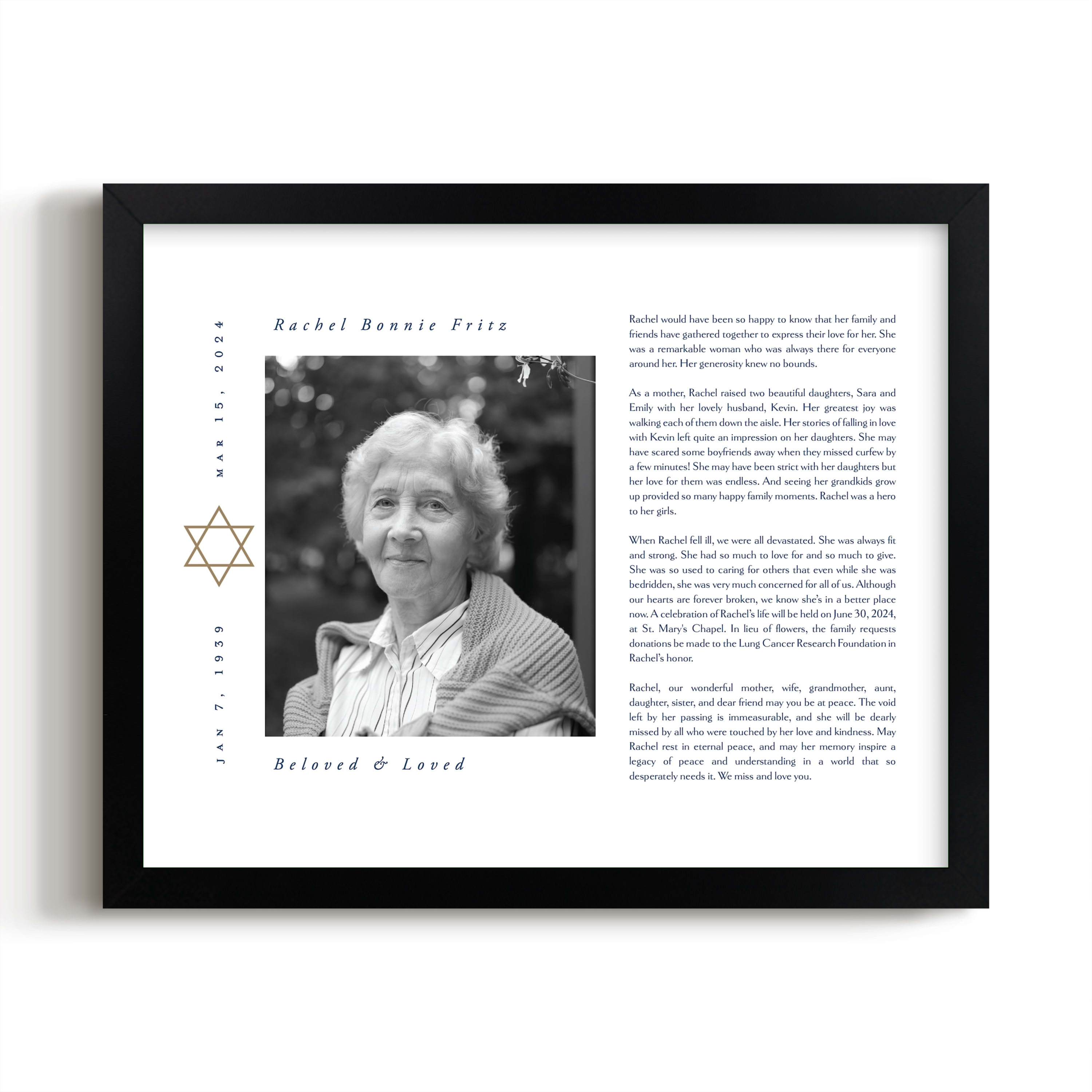 Modern Star Of David Obituary Print by Ana de Sousa