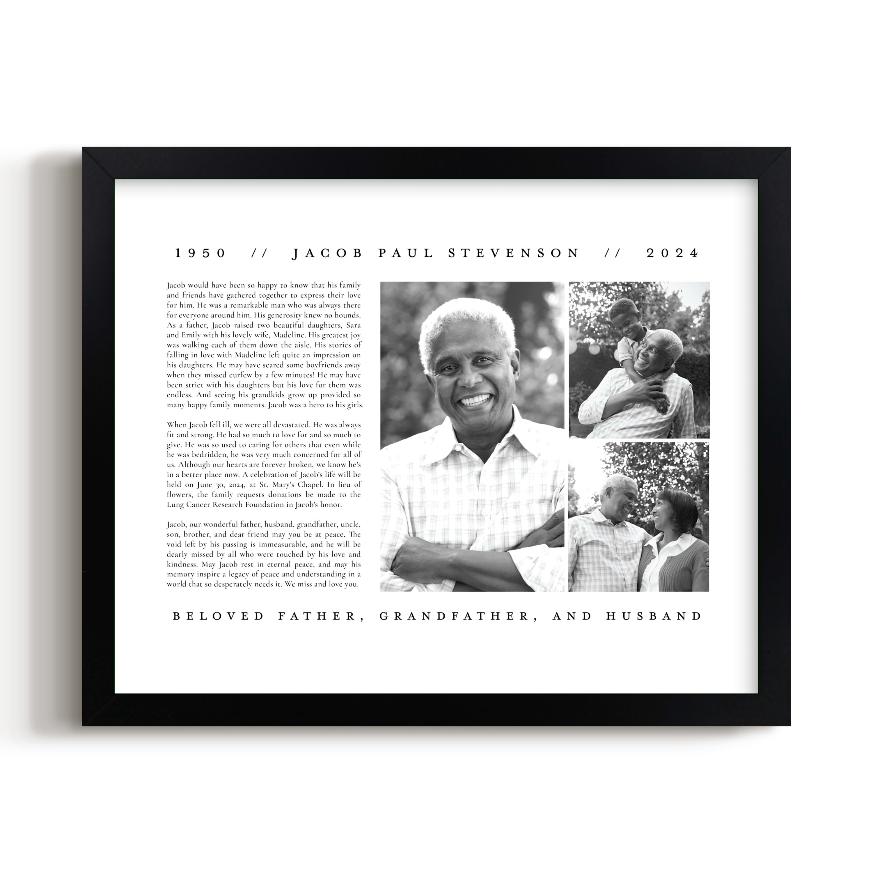 Custom Keepshake Classic Edge Foil-Pressed Obituary Print