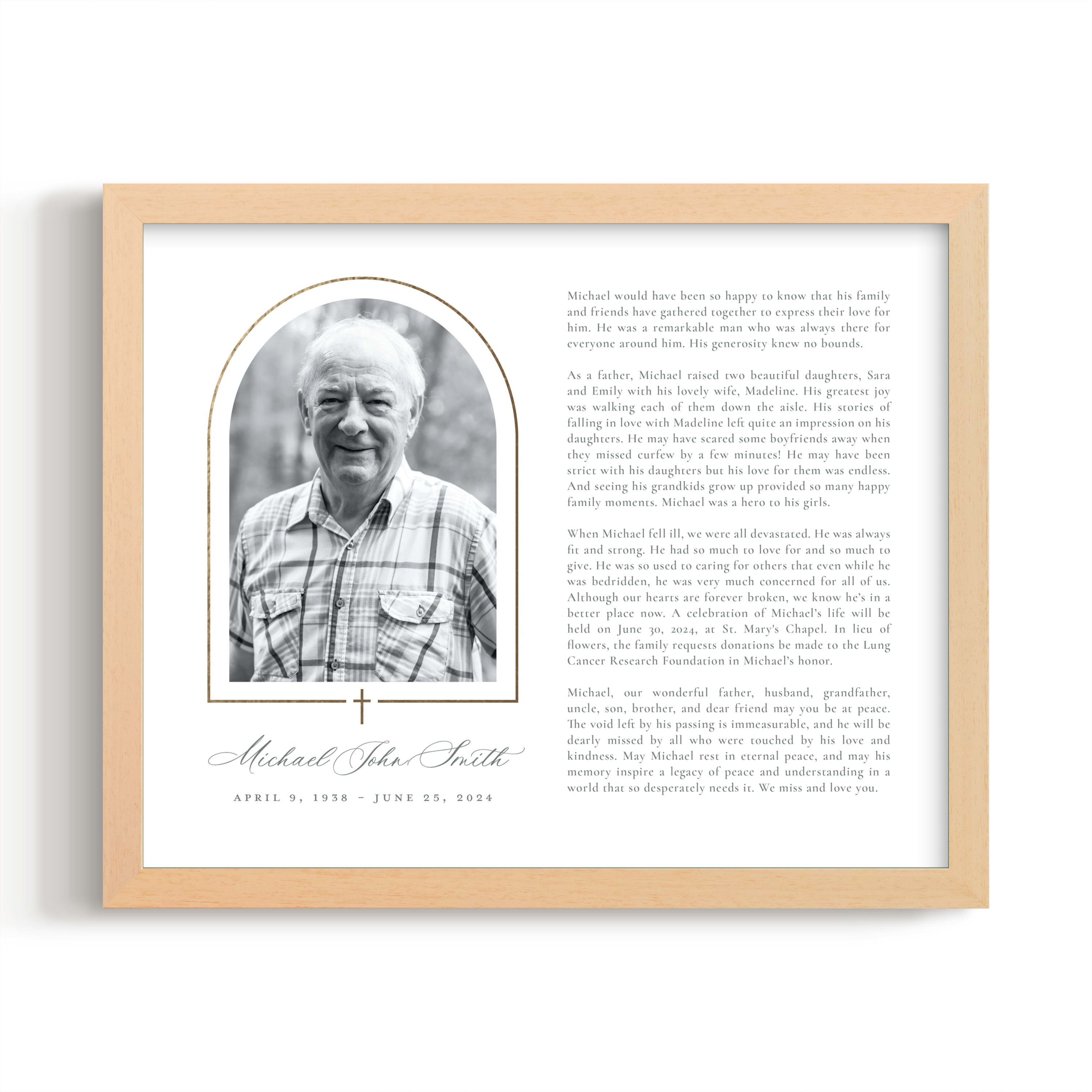 Custom Keepshake Classic Edge Foil-Pressed Obituary Print