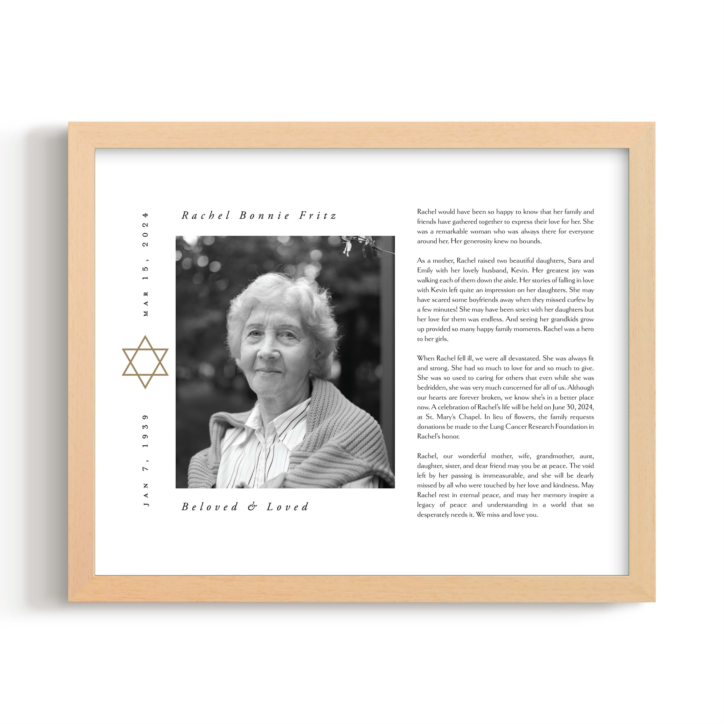 Modern Star Of David Obituary Print by Ana de Sousa