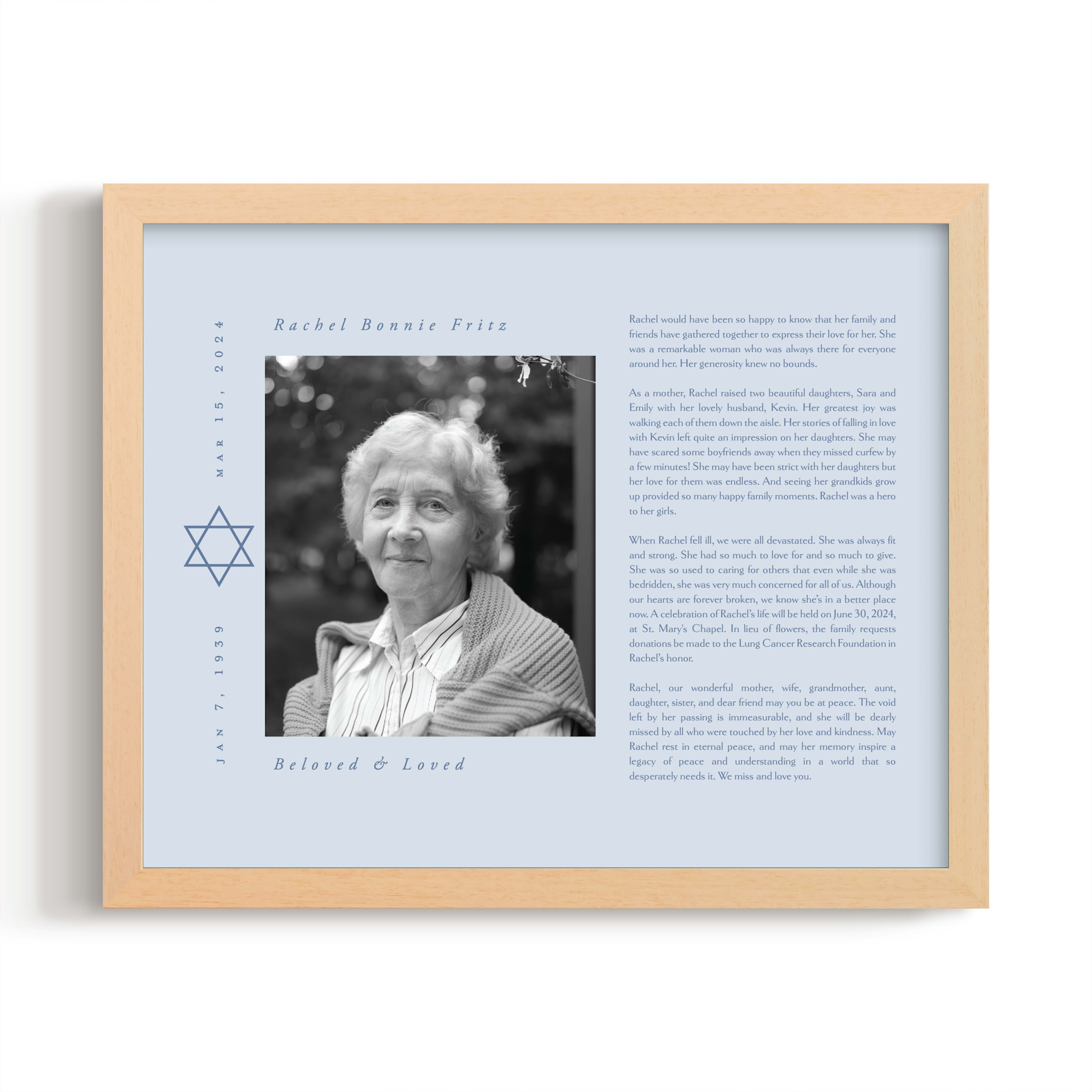 Modern Star Of David Obituary Print