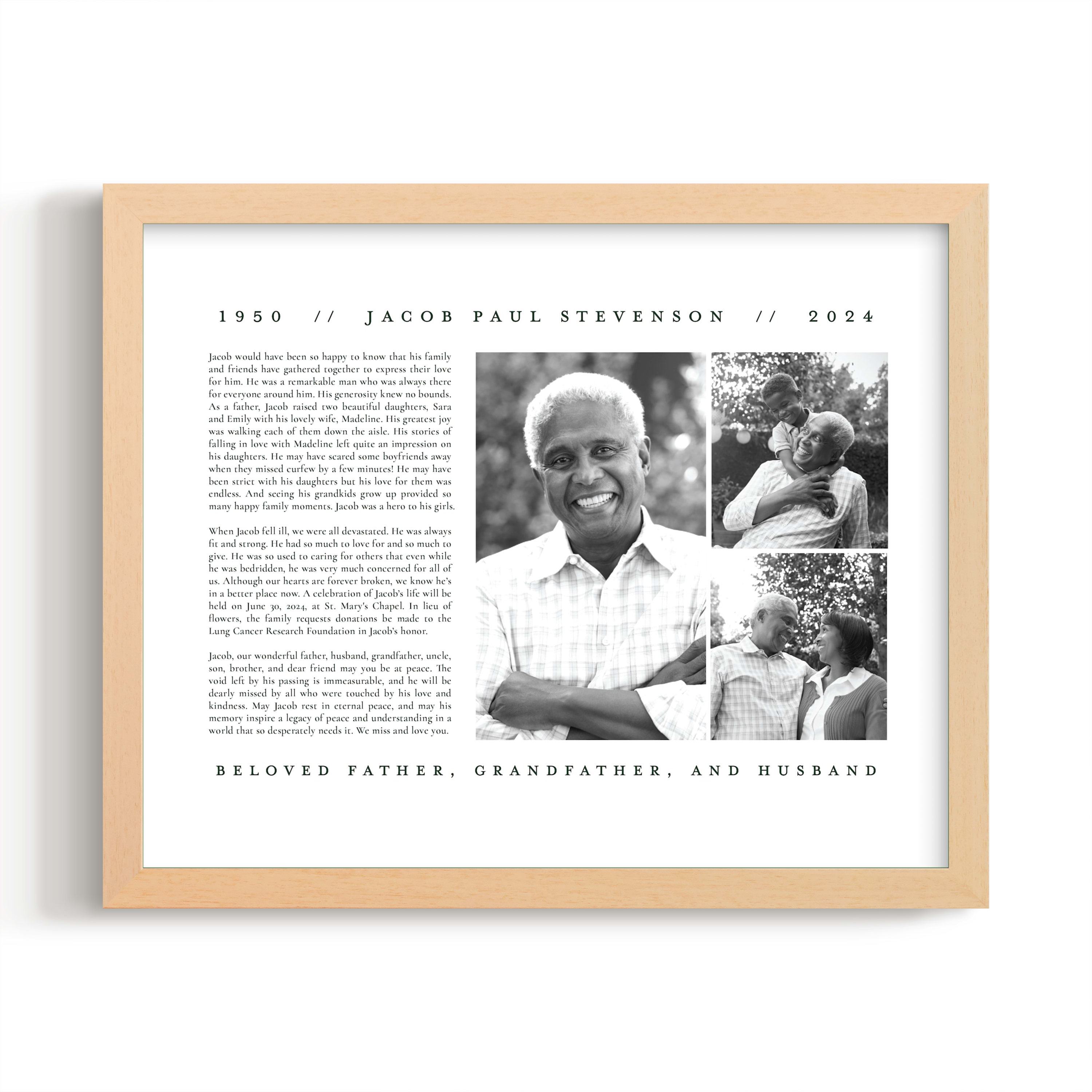 Custom Keepshake Classic Edge Foil-Pressed Obituary Print