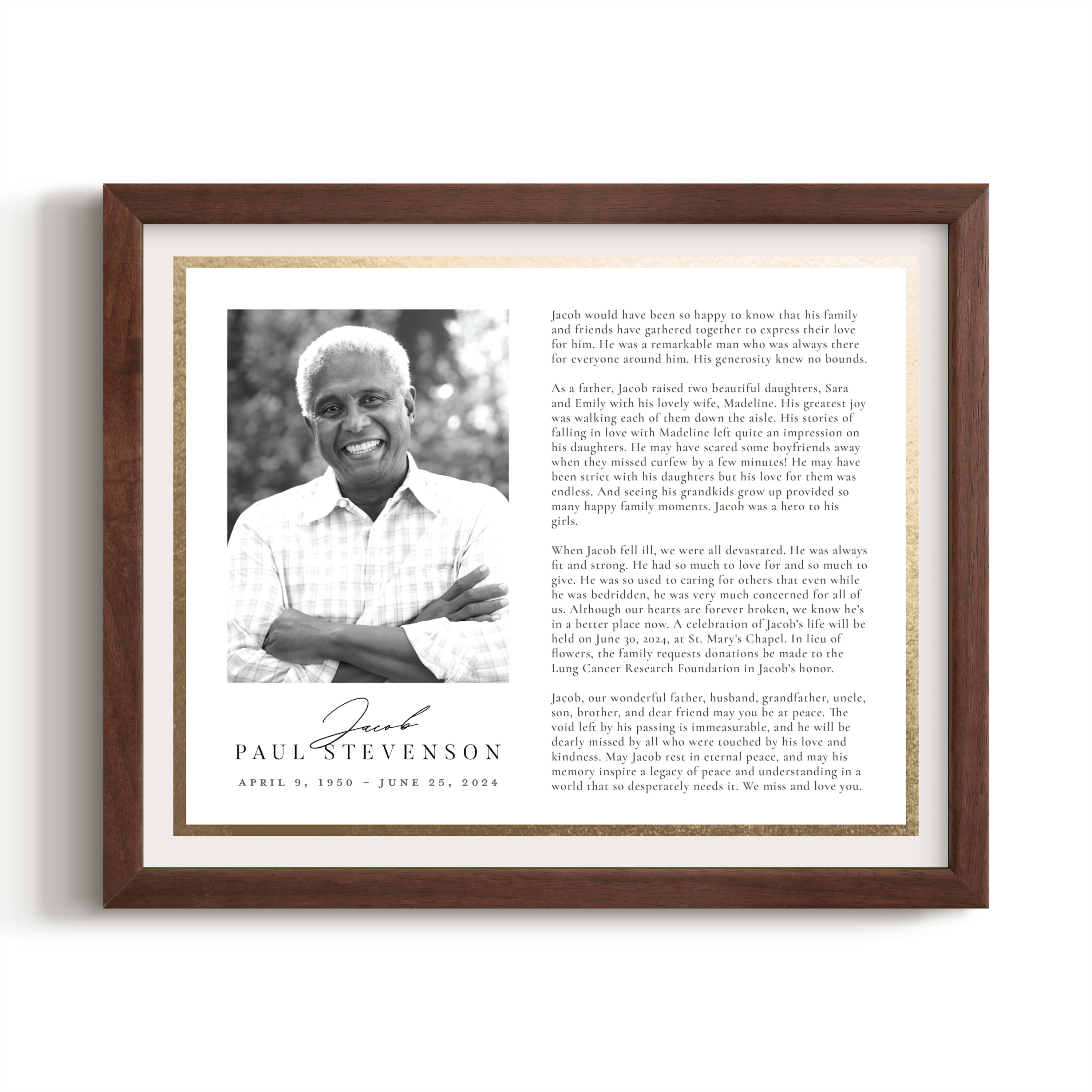 Custom Keepshake Classic Edge Foil-Pressed Obituary Print