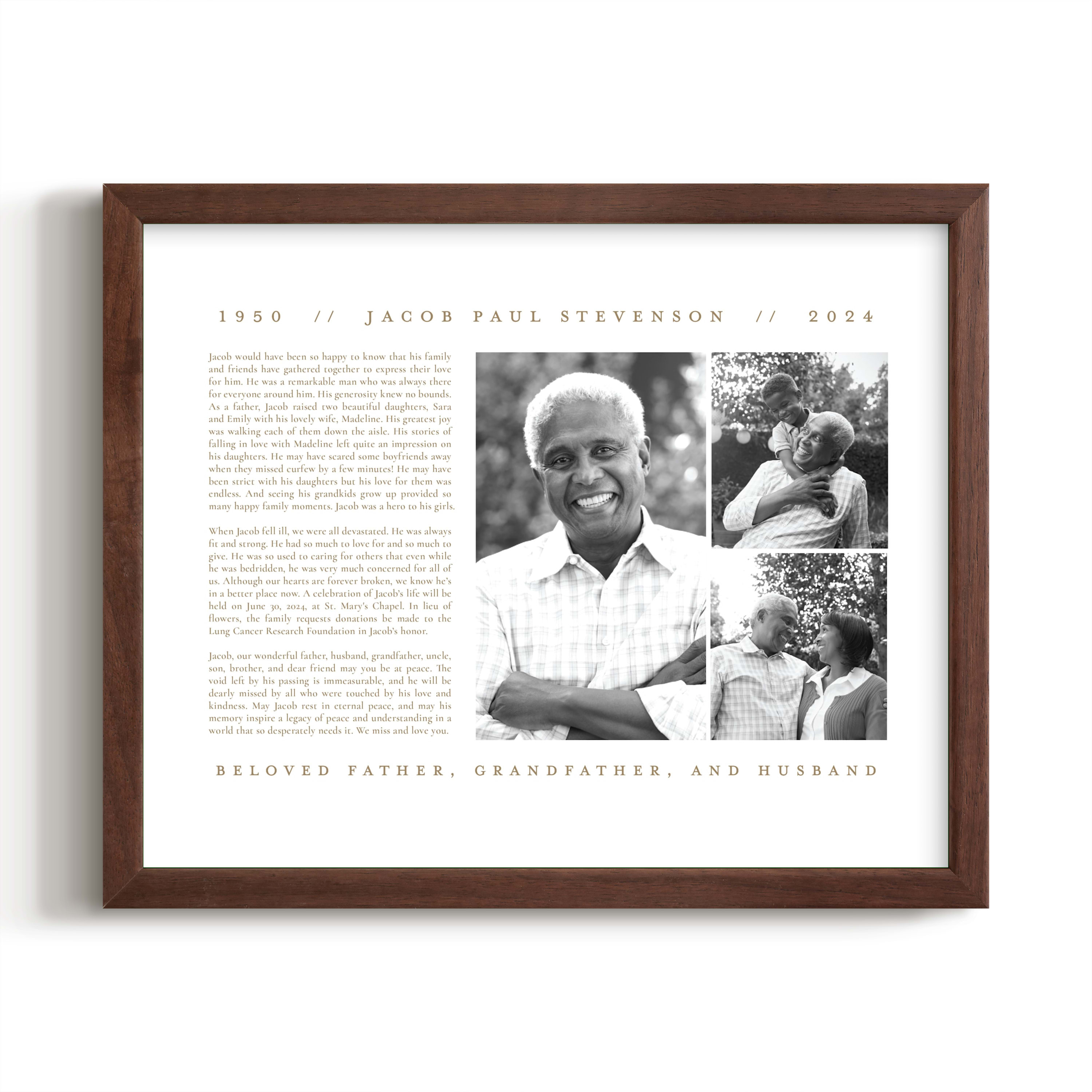 Custom Keepshake Classic Edge Foil-Pressed Obituary Print