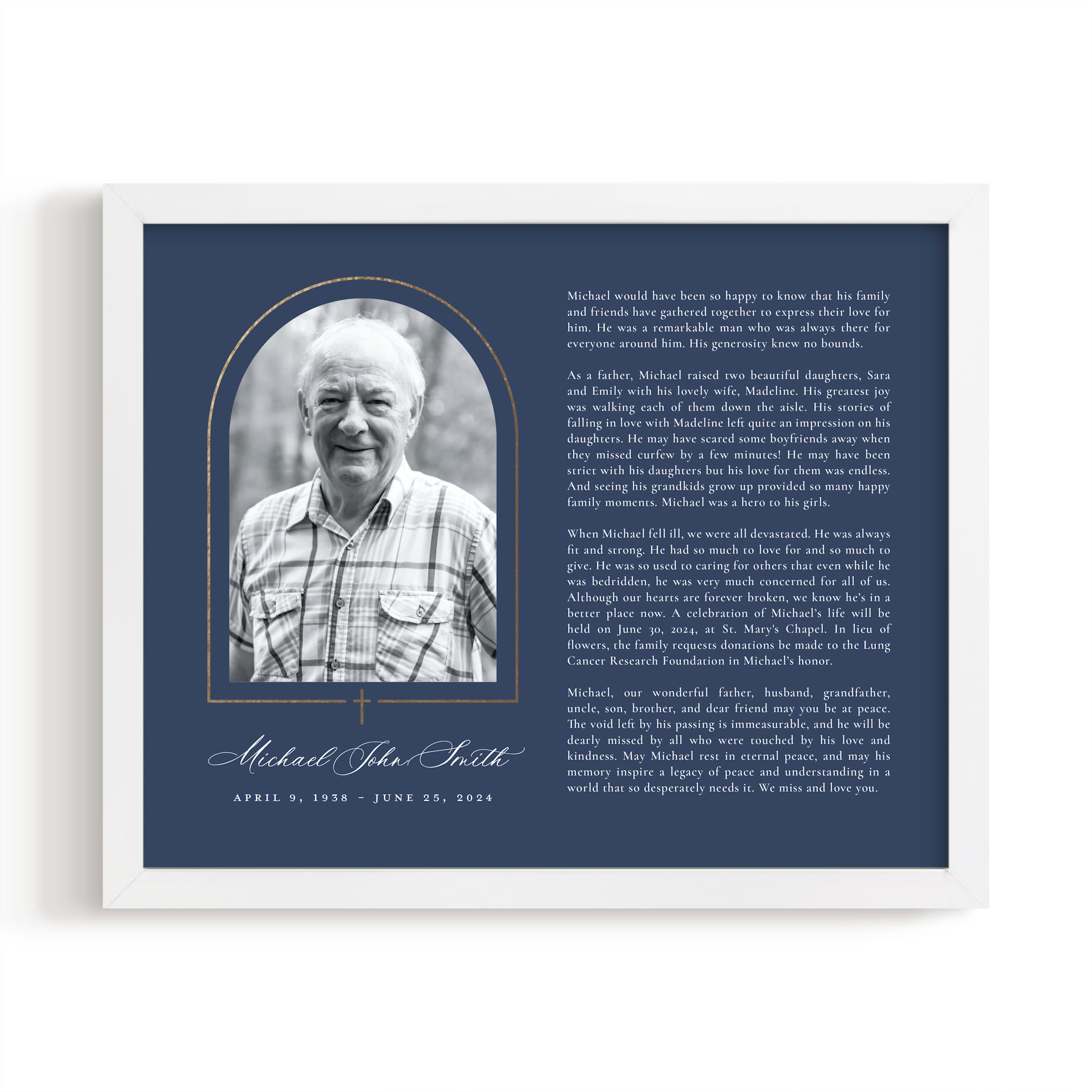 Crossed Arch Obituary Print
                        by Sarah Brown