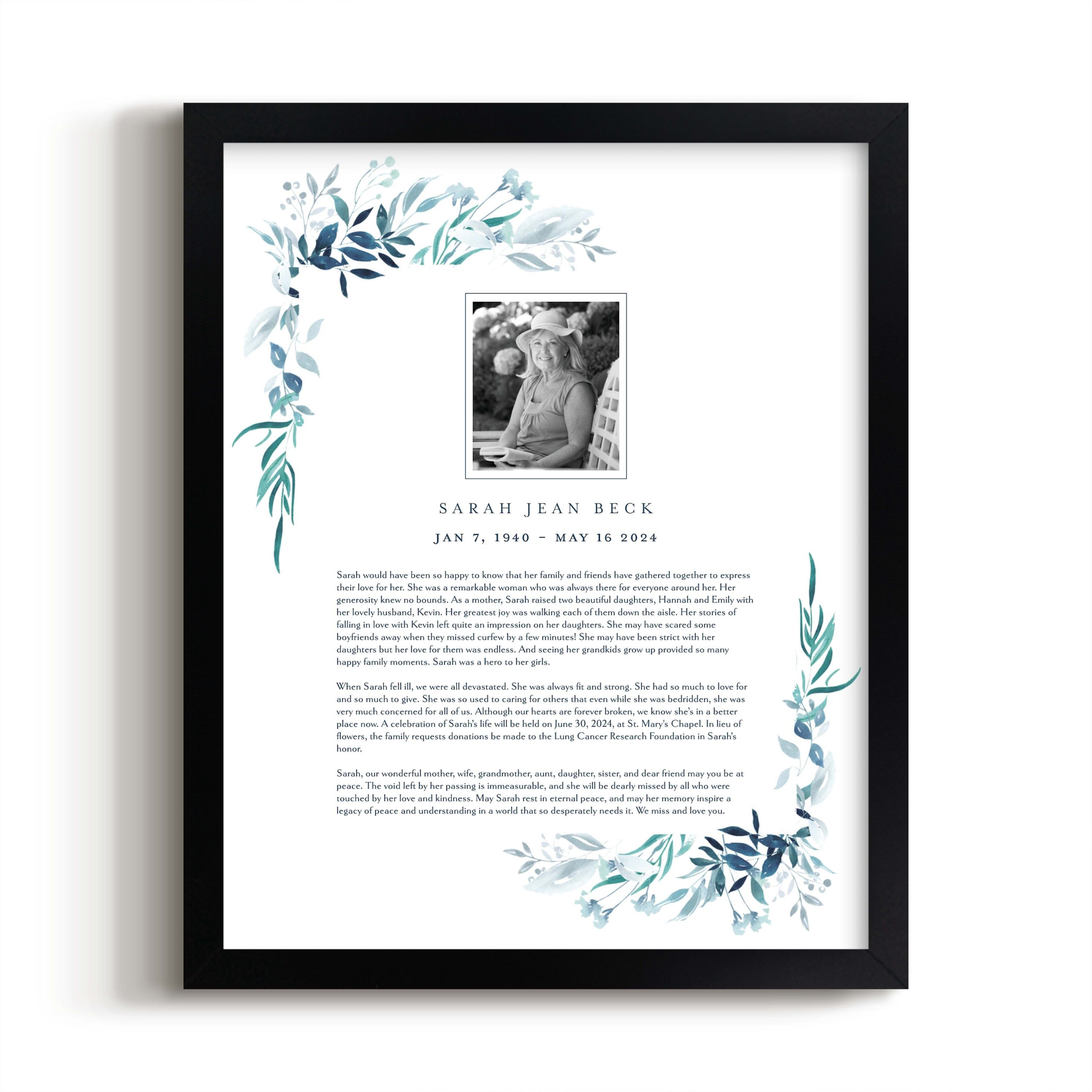 Verdure Obituary Print
