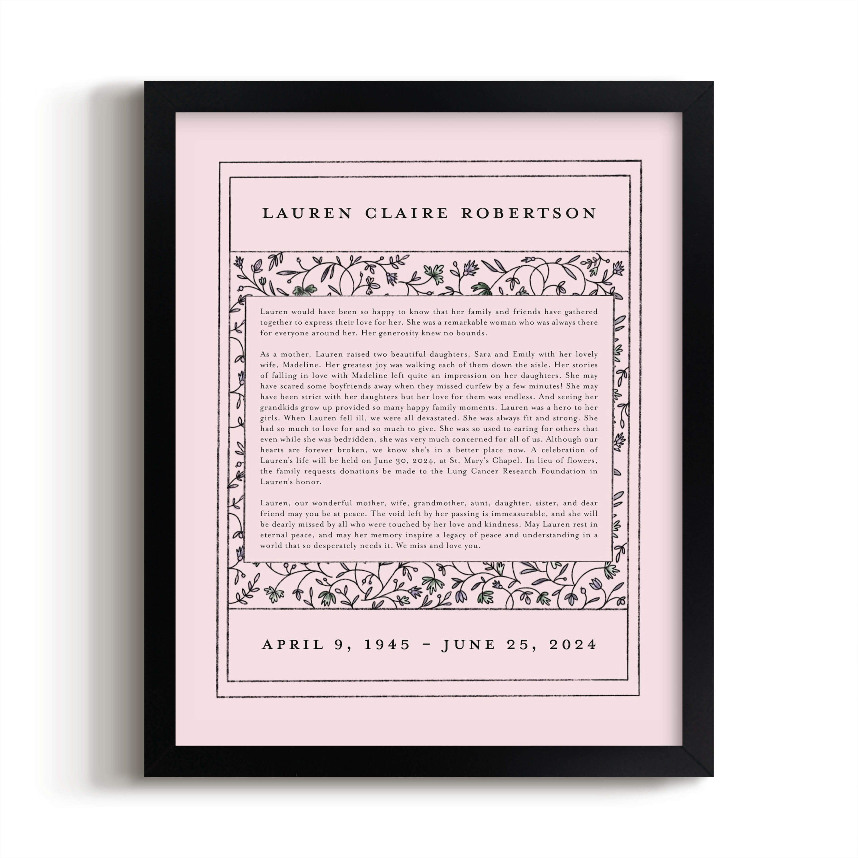 Hansen Non-photo Obituary Print