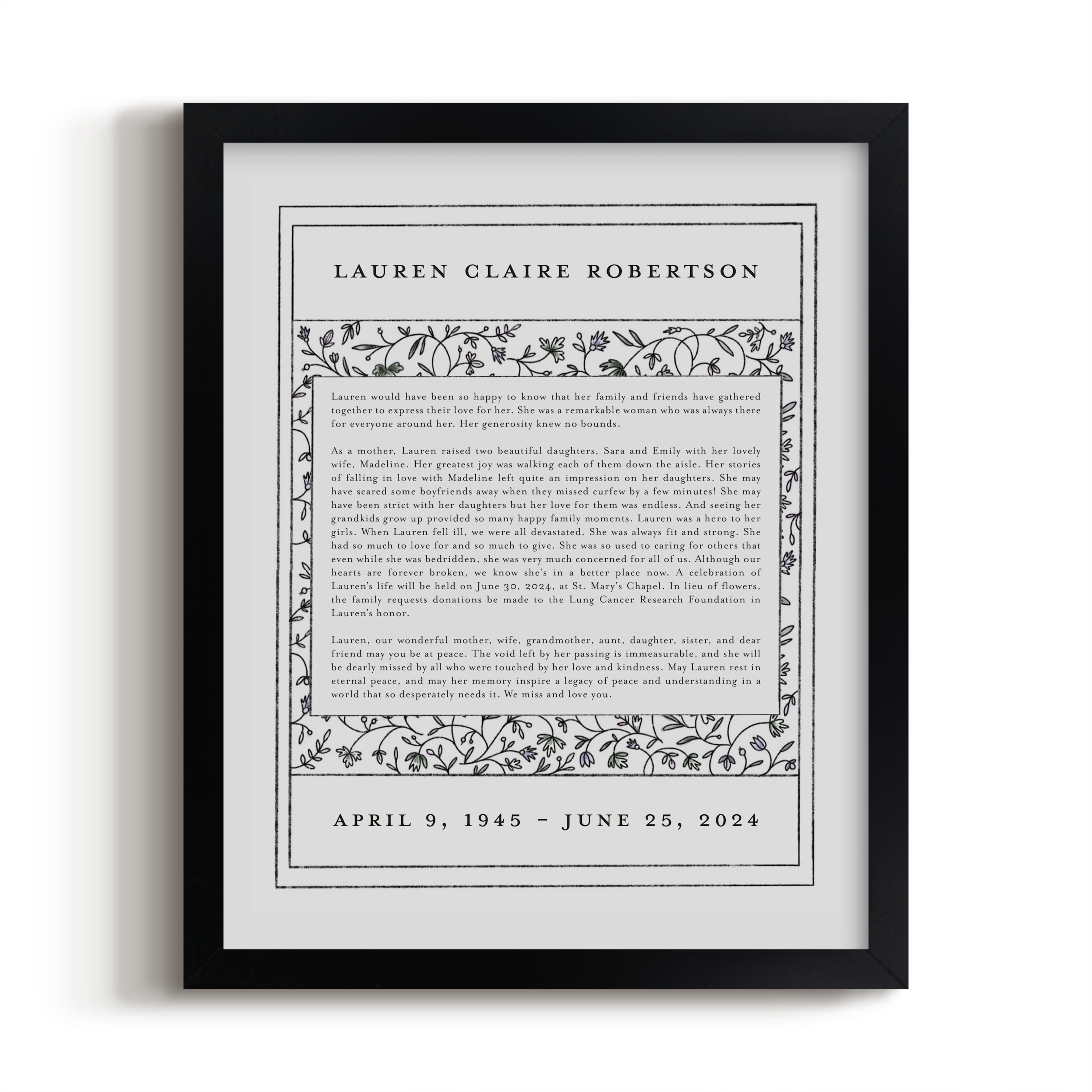 Hansen Non-photo Obituary Print by Stephanie Hawkes