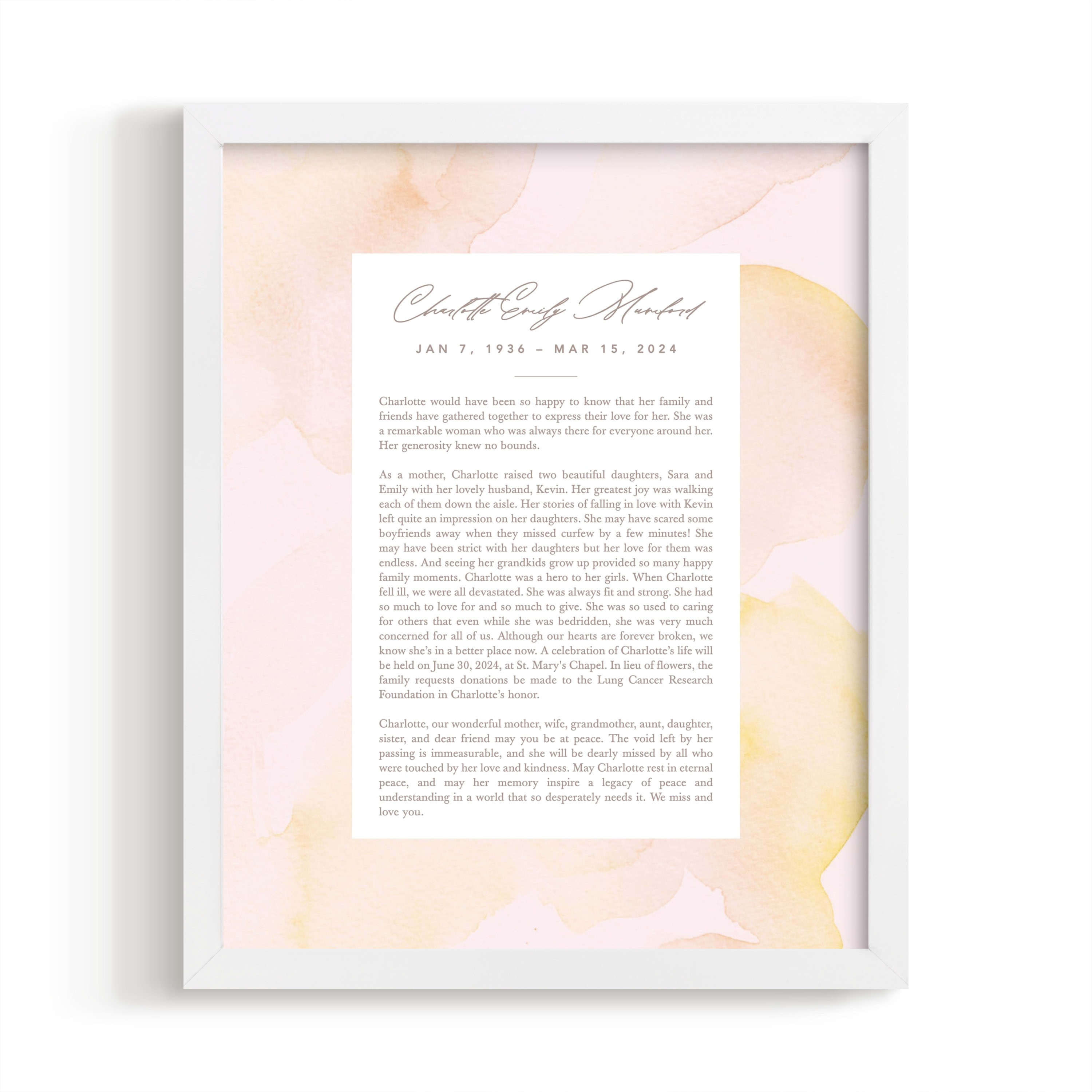 Flow Non-photo Obituary Print