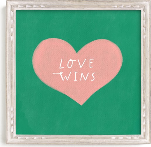 This is a pink kids wall art by Little Miss Missy called Love Wins.