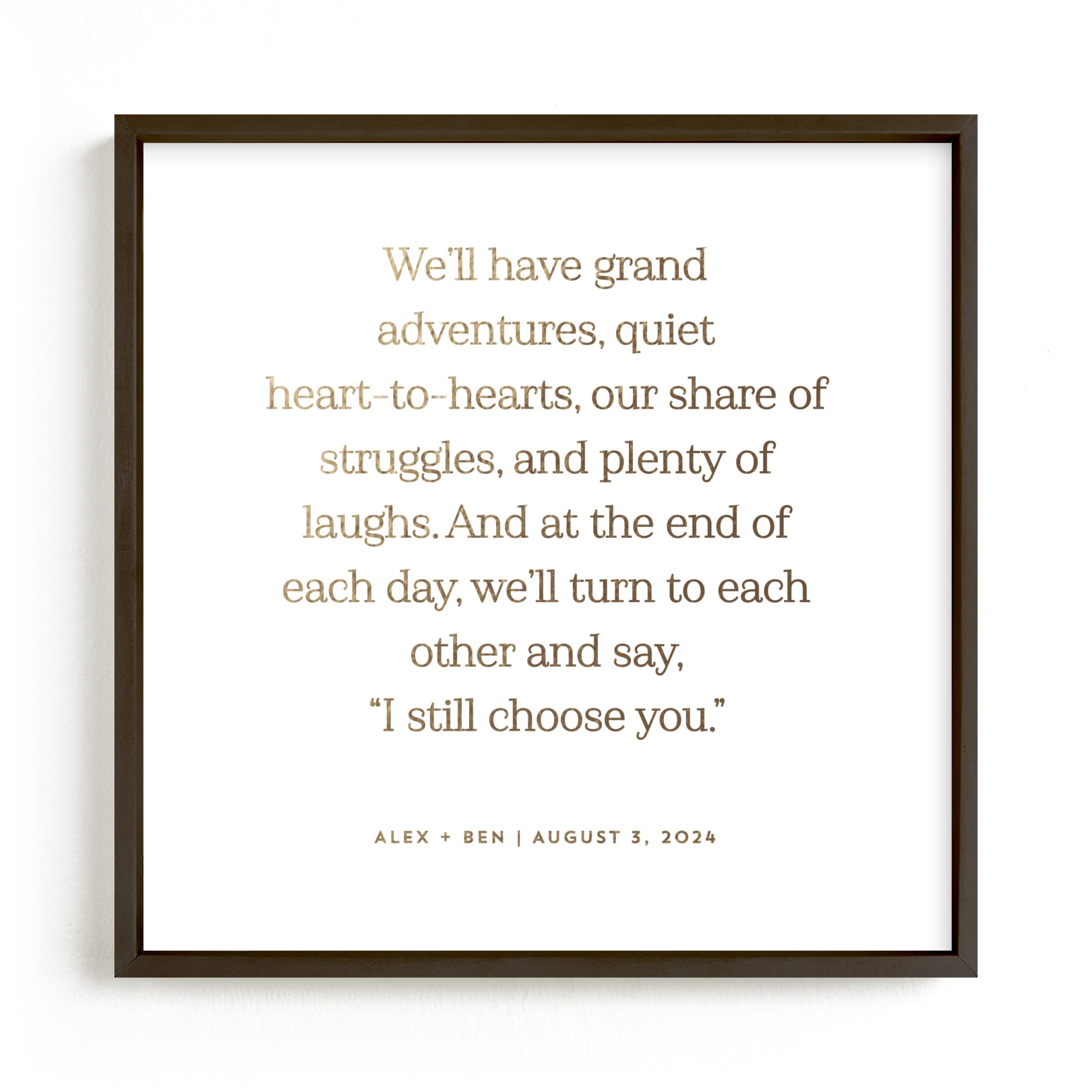 Minted Your Vows as a Foil Art Print in Gold foil with Matte Black frame by Minted