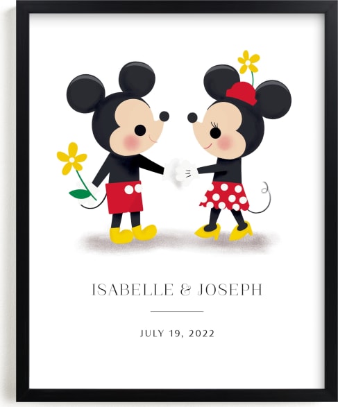 This is a colorful custom art by Itsy Belle Studio called Mickey loves Minnie.
