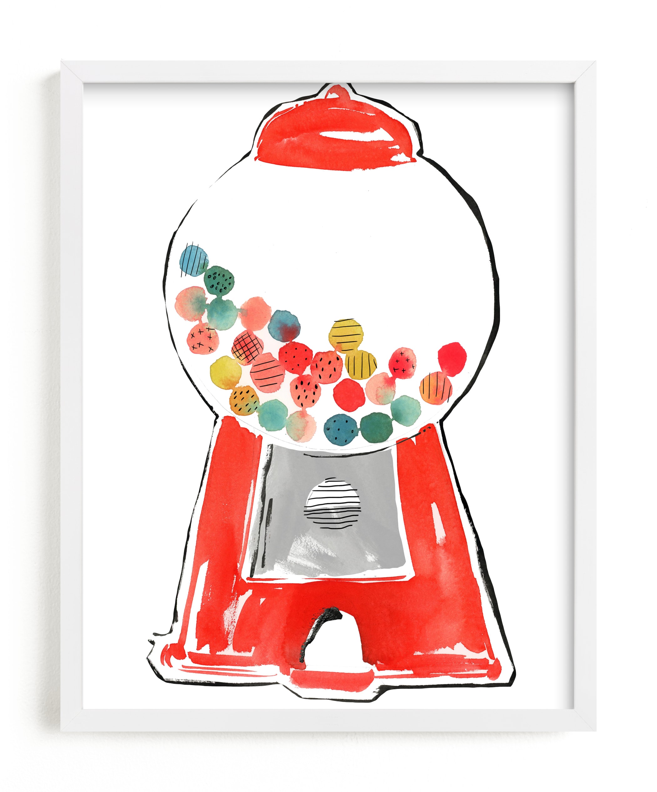 "Gumball Machine" - Art Print by Kelly Ventura in beautiful frame options and a variety of sizes.
