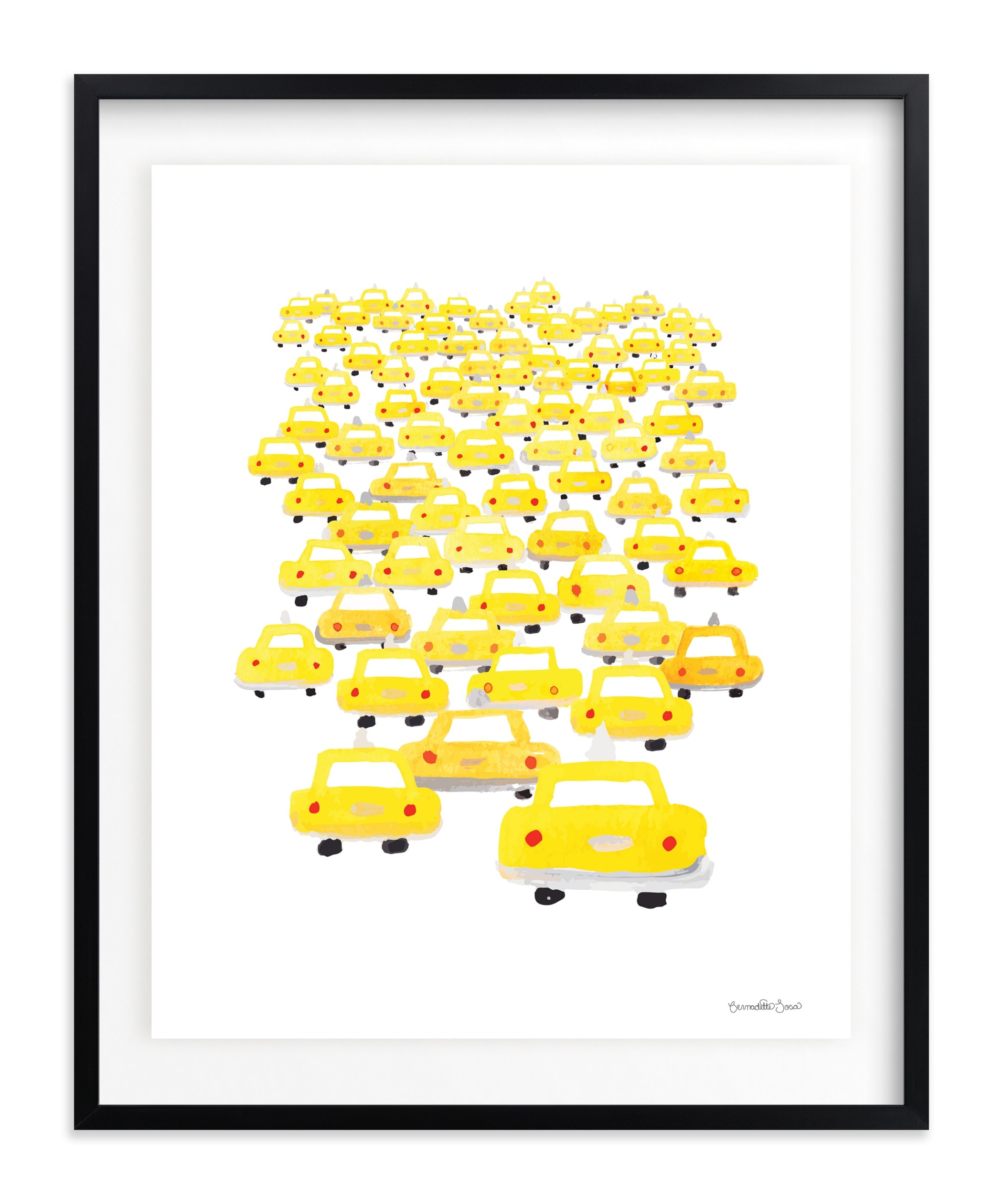 Taxis in Traffic Children's Art Print
