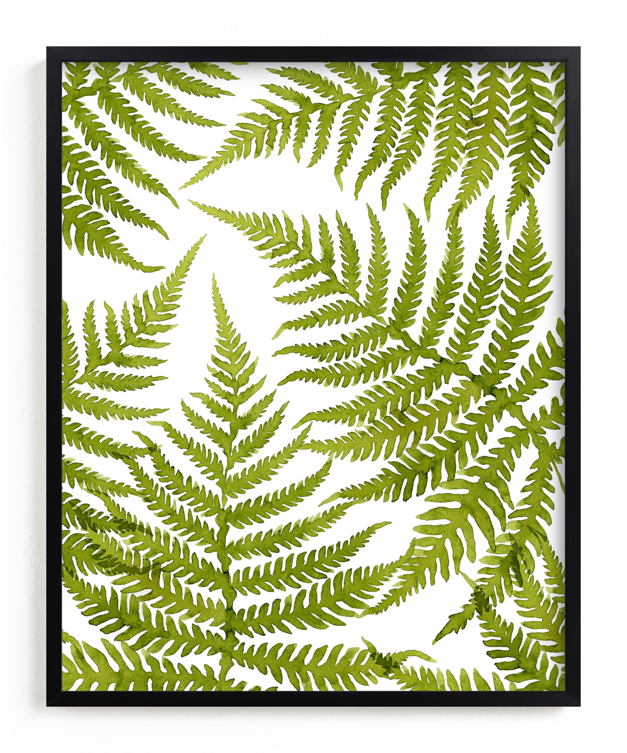 "Watercolor Fern Leaves" - Art Print by Helga Wigandt in beautiful frame options and a variety of sizes.