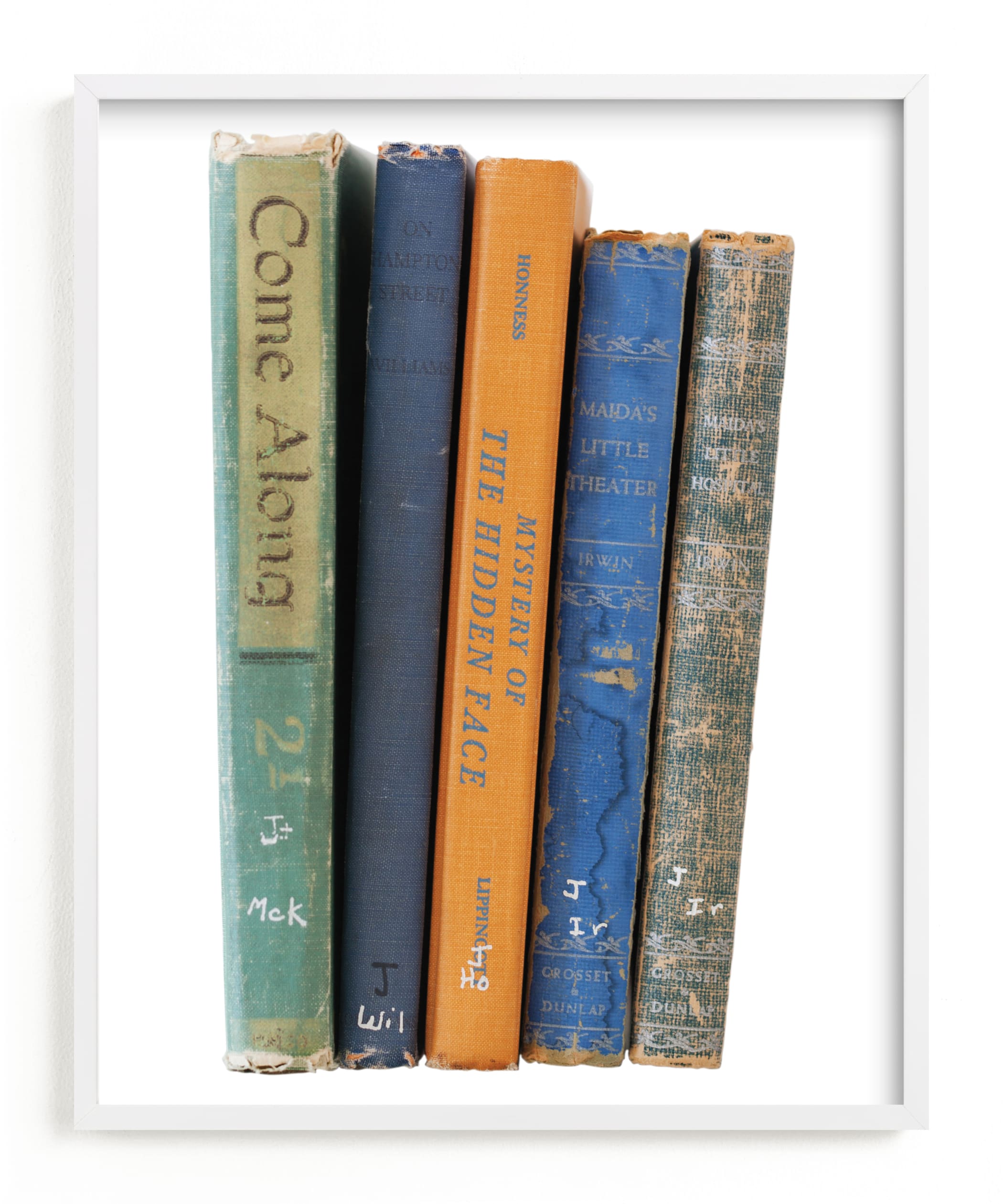 "Vintage Books" - Limited Edition Art Print by Sheila Corcoran in beautiful frame options and a variety of sizes.