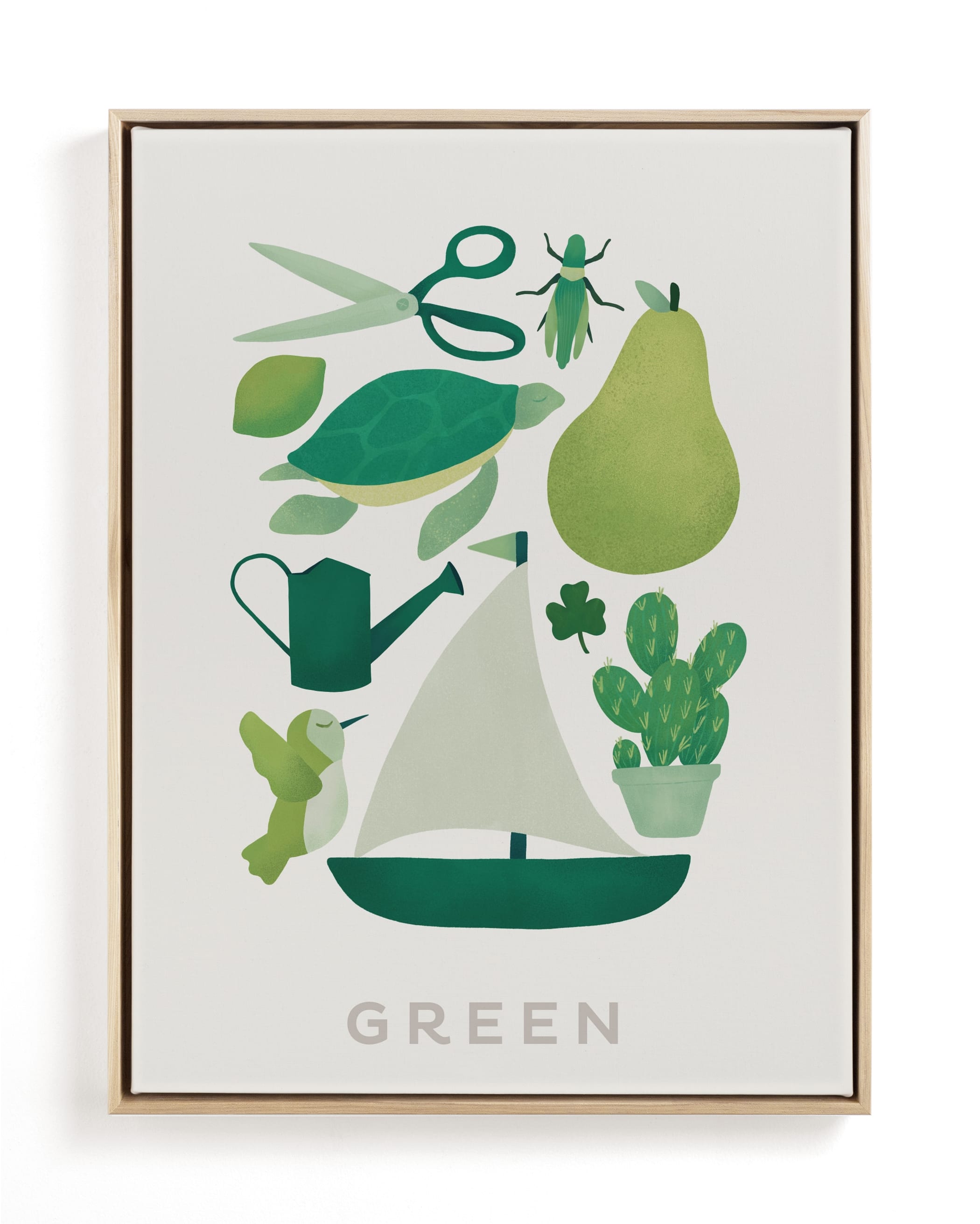 Ten Green Things Children's Art Print