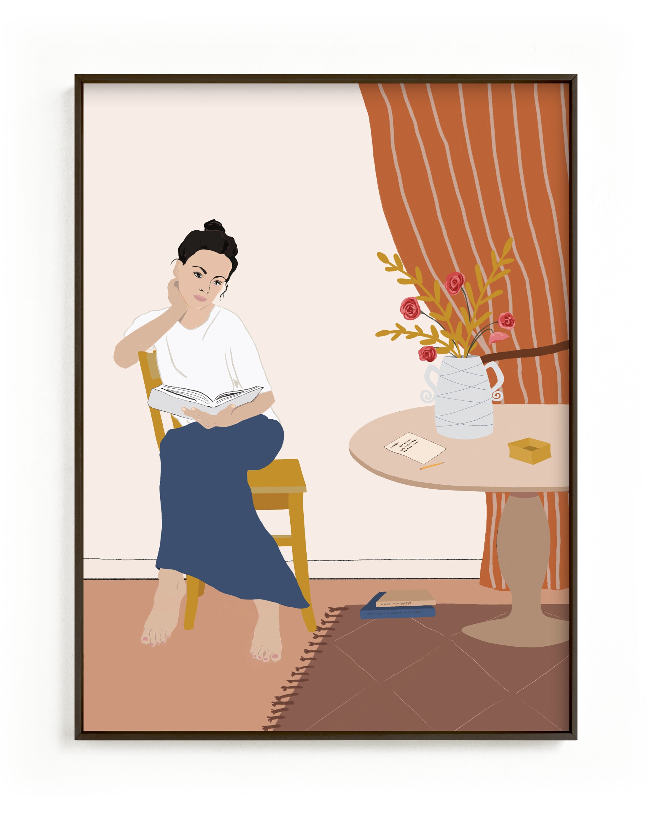 "Woman Reading" by Jennifer Hallock in beautiful frame options and a variety of sizes.