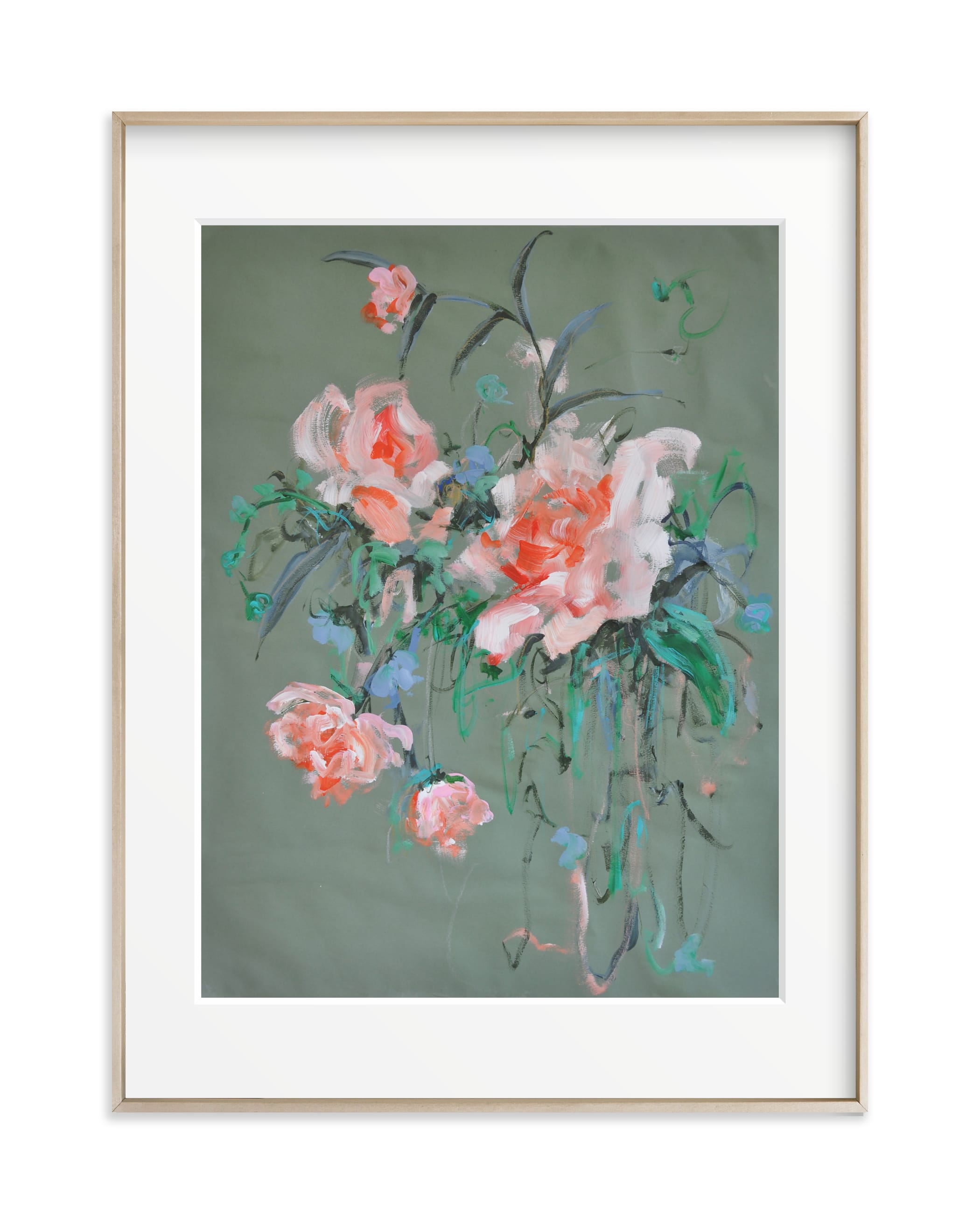Arrangement in Rose & Teal Art Print
