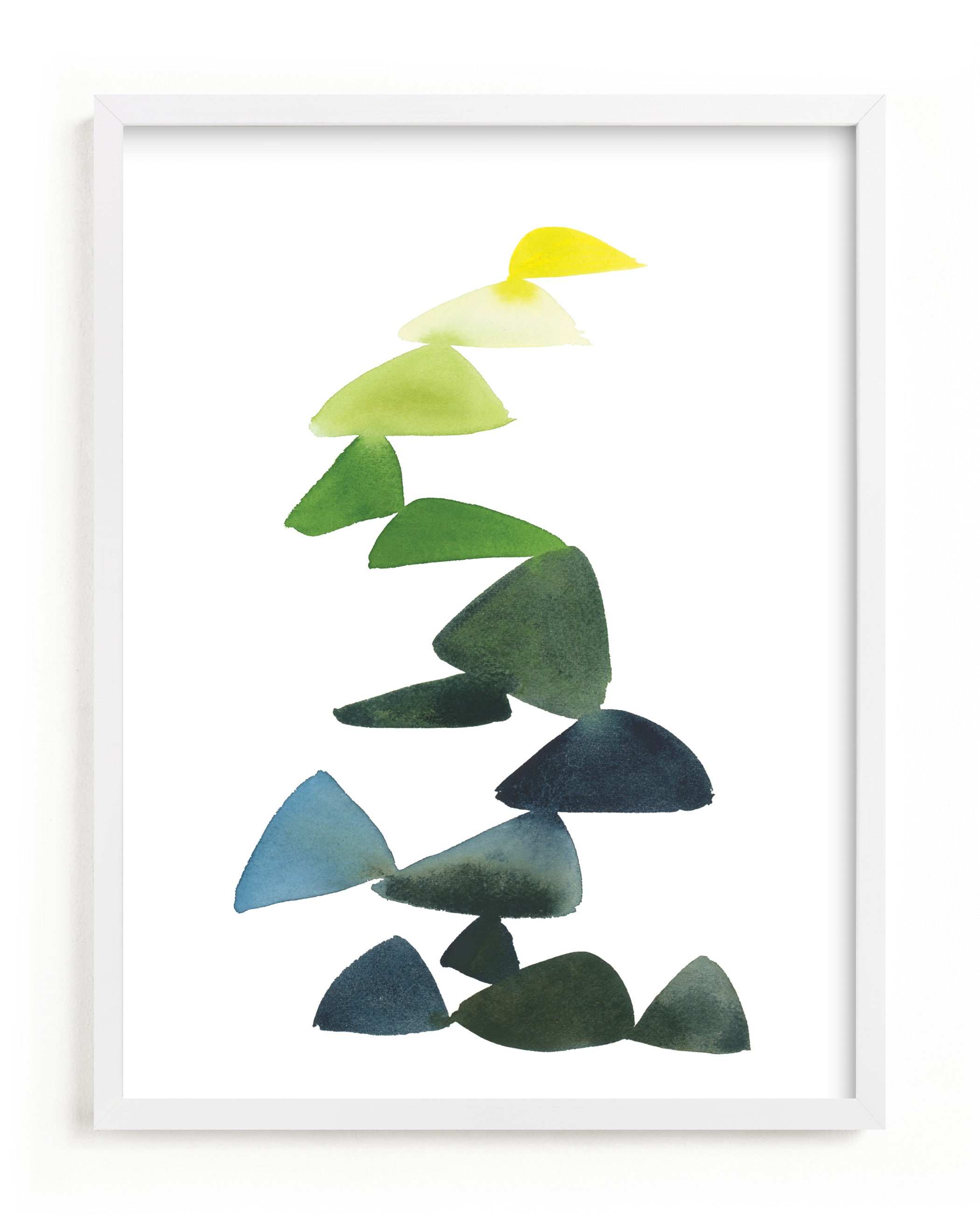 Triangles in Green and Yellow Art Print