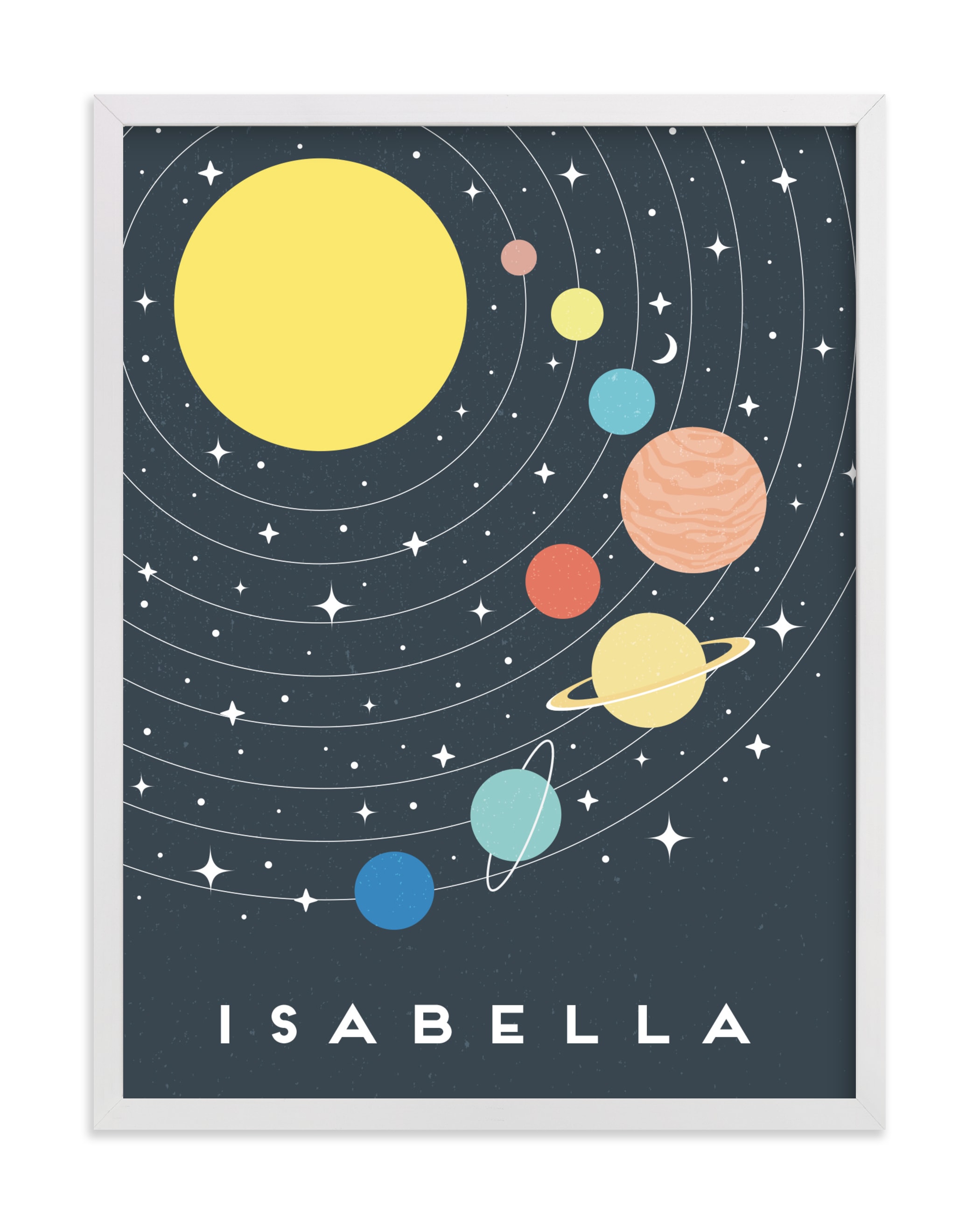 Pastel Solar System Children's Custom Art Print