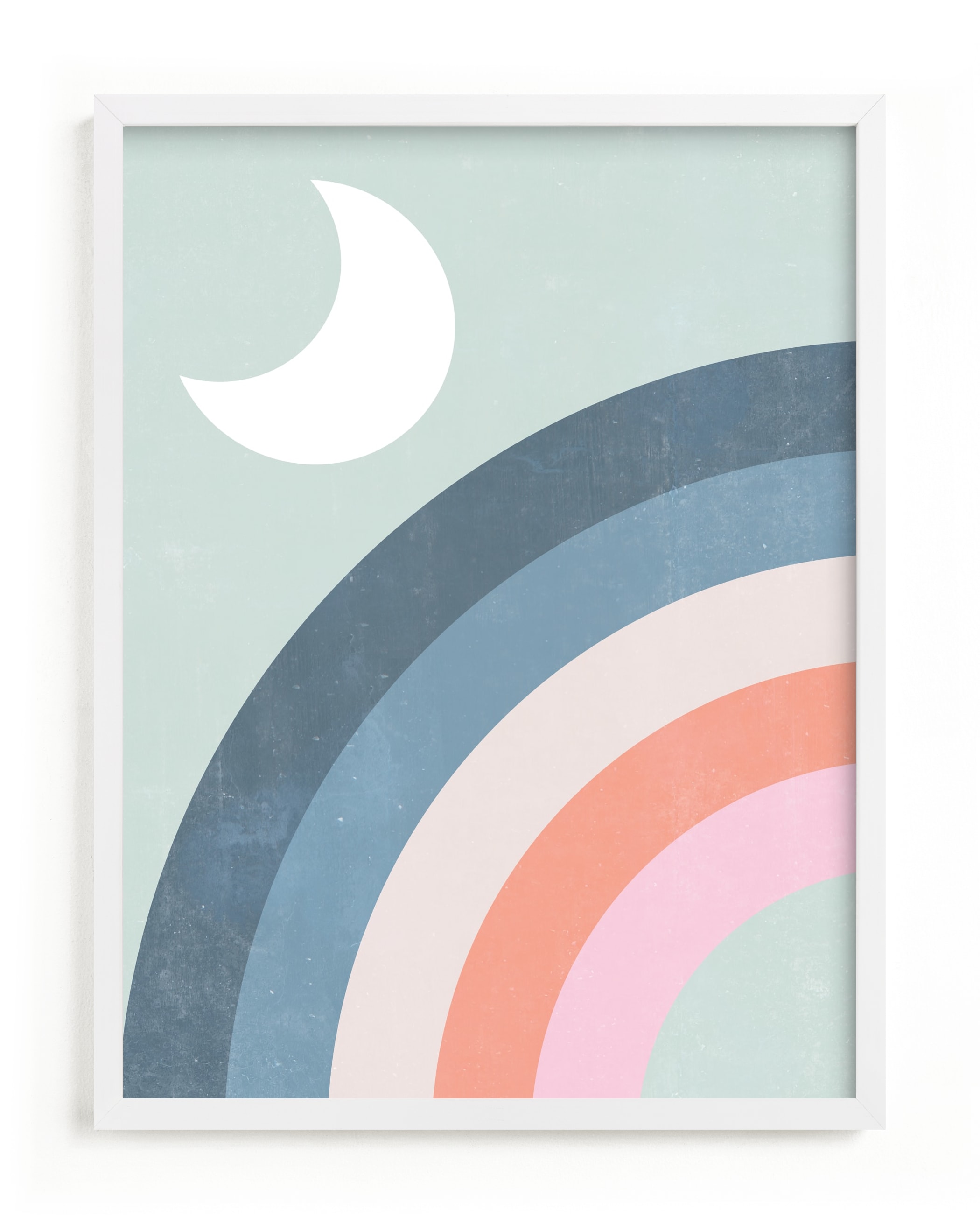 Double Rainbow with Moon and Sun I Kids Open Edition Non-Custom Art Print