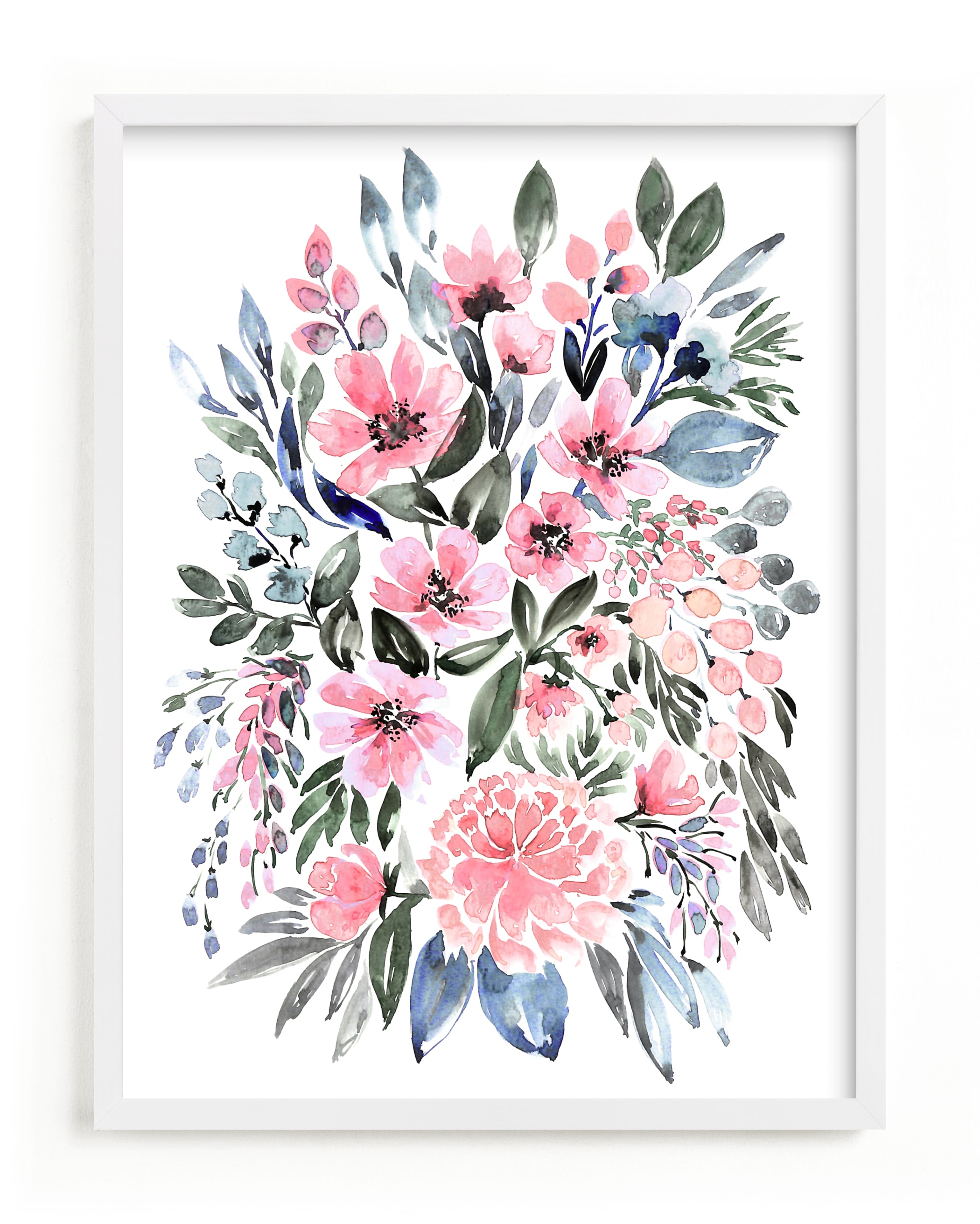 "Clara watercolor loose bouquet" by Rosana Laiz Blursbyai in beautiful frame options and a variety of sizes.