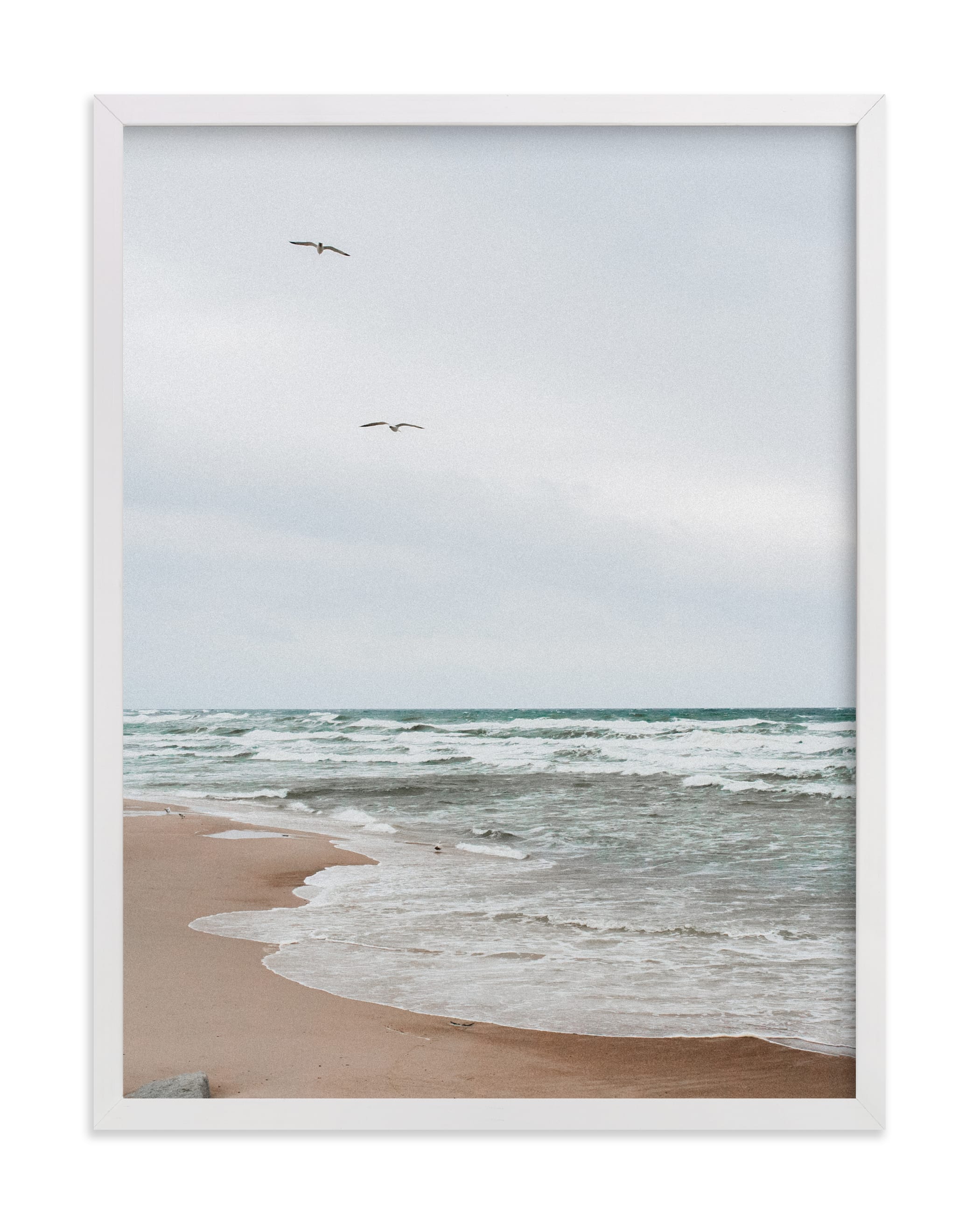 "White wave and bird" by Lying on the grass in beautiful frame options and a variety of sizes.
