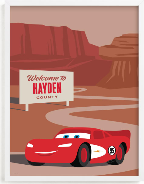 This is a brown disney art by Jill Means called Lightning McQueen Route 66 | Cars.