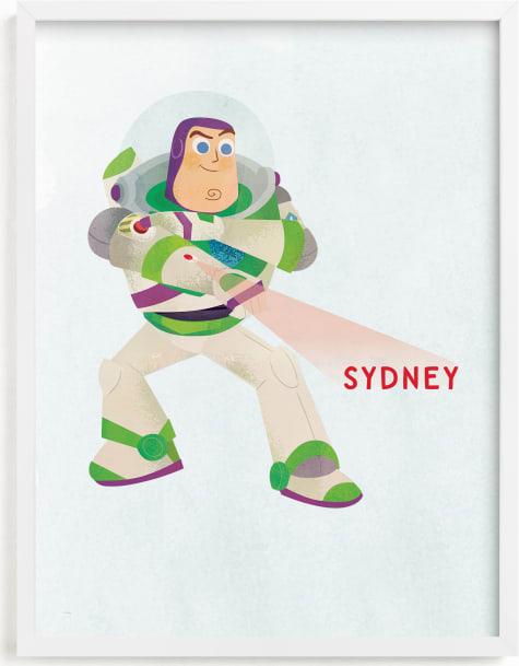 This is a green disney art by Lori Wemple called Buzz's Laser | Toy Story.